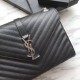 Replicas YSL Saint Laurent Envelope Pequeña Bolsa Grain Relieve Hardware de plata Baratos Imitacion