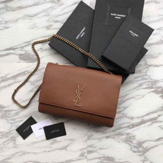 Replicas YSL Saint Laurent Mediano Reversible Kate Suede y Suave Brown Baratos Imitacion