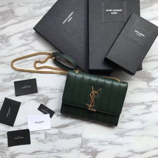 Replicas YSL Saint Laurent Vicky Grande Bolsa Verde Baratos Imitacion