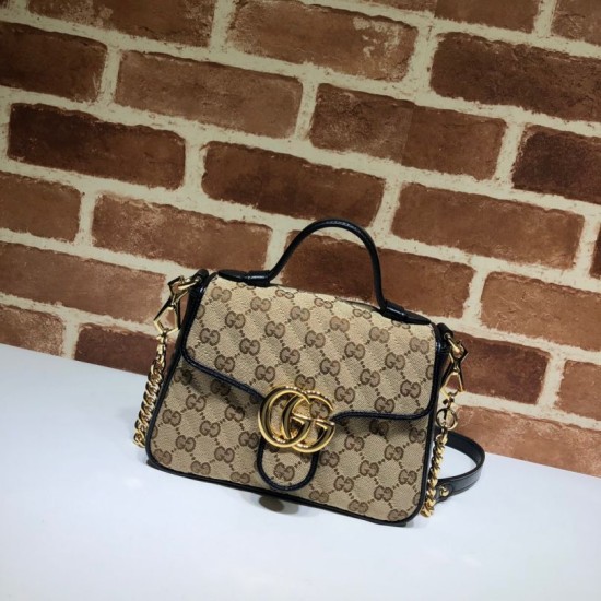 Replicas Gucci GG Marmont Mini bolso de asa superior 583571 negro Baratos Imitacion