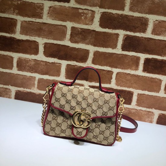 Replicas Gucci GG Marmont Mini bolso de asa superior 583571 Rojo Baratos Imitacion