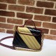 Replicas Gucci GG Marmont Mini bolso de asa superior 583571 Negro / Amarillo Baratos Imitacion