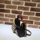 Replicas Gucci GG Marmont Mini bolso de asa superior 583571 Negro / Amarillo Baratos Imitacion