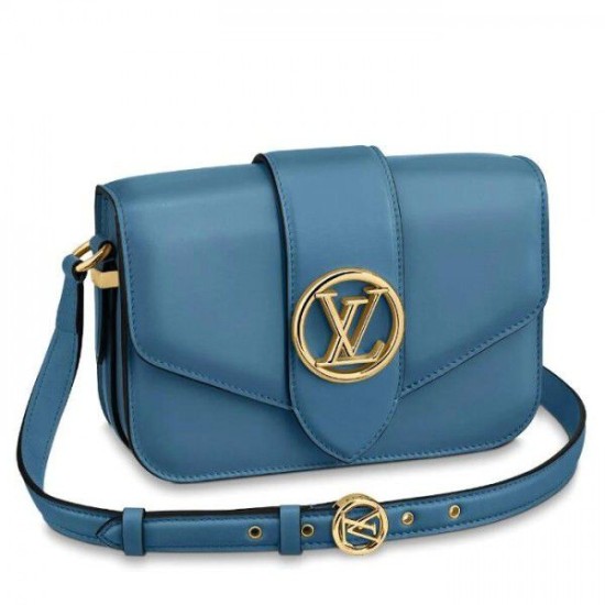 Replicas Louis Vuitton Bolso LV Pont 9 en piel de becerro azul M55947 Baratos Imitacion