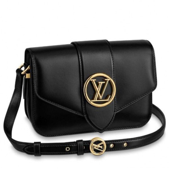 Replicas Louis Vuitton Bolso LV Pont 9 en piel de becerro negra M55948 Baratos Imitacion