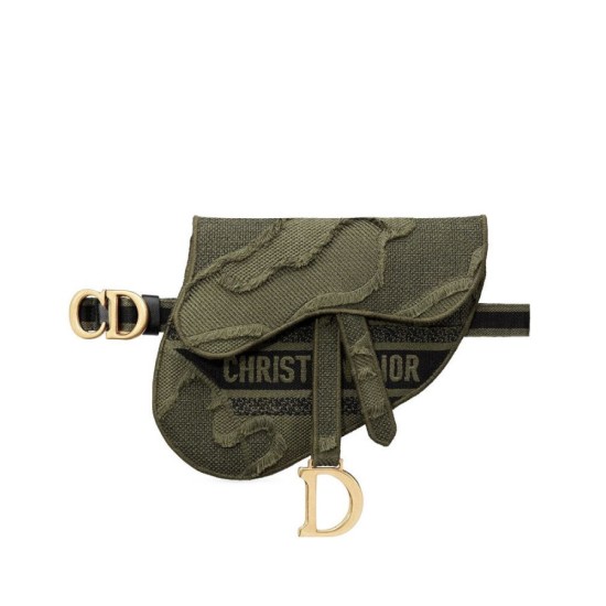 Replicas Christian Dior Saddle Camouflage Pouch Belt Verde Baratos Imitacion