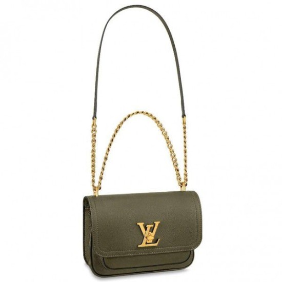 Replicas Louis Vuitton Bolso Lockme Chain PM en cuero verde M57067 Baratos Imitacion