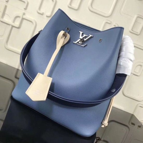 Replicas Louis Vuitton Lockme Bucket Bleu Jean M51413 Baratos Imitacion