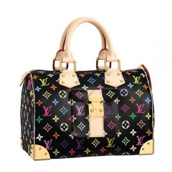 Replicas Louis Vuitton Speedy 30 Bag Black Monogram Multicolore M92642 Baratos Imitacion