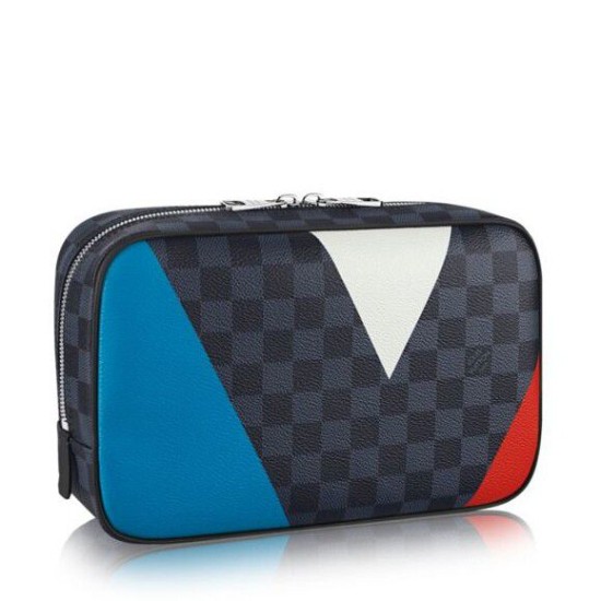 Replicas Louis Vuitton Toiletries Pouch Regatta Damier Cobalt N41608 Baratos Imitacion