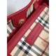 Replicas Burberry Haymarket Check Tote Bag Rojo Baratos Imitacion