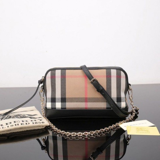 Replicas Bolso Bandolera Burberry Haymarket Check Negro Baratos Imitacion