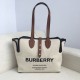 Replicas Bolso tote de lona con estampado del logotipo de Burberry Horseferry Café Baratos Imitacion