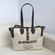 Replicas Bolso tote de lona con logo Burberry Horseferry negro Baratos Imitacion