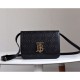 Replicas Burberry Bolso TB acolchado pequeño Monogram de piel de cordero negro Baratos Imitacion