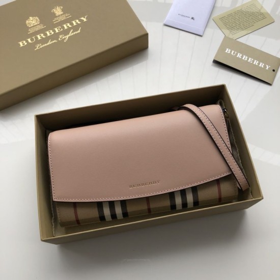 Replicas Burberry House ChecK Wallet con cadena de albaricoque Baratos Imitacion