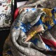 Replicas Gucci GG Bouquets Print Silk Scarf 140 x 140 Azul Baratos Imitacion