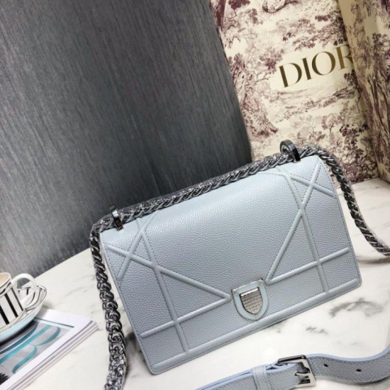 Replicas Christian Dior Diorama Cannage Grain Cuero Azul claro Baratos Imitacion