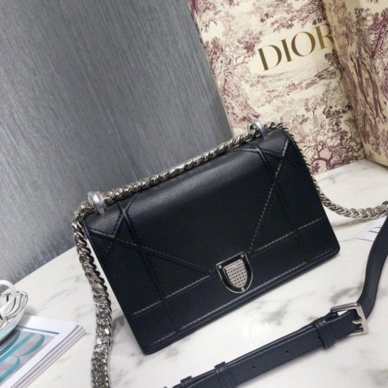 Replicas Christian Dior Diorama Cannage Grain Cuero Negro Baratos Imitacion