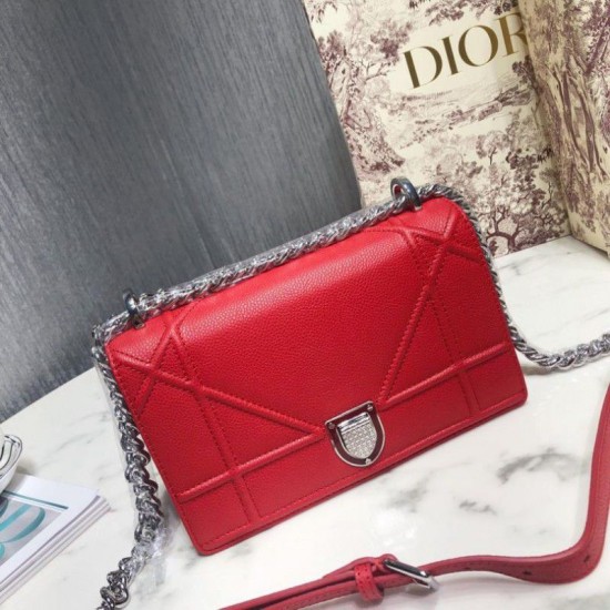 Replicas Christian Dior Diorama Cannage Grano Cuero Rojo Baratos Imitacion