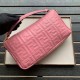 Replicas Bolso Baguette Fendi grande con logo FF Rosa Baratos Imitacion