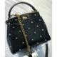 Replicas Fendi Peekaboo XS Mini-bolsa de cuero 8BN309 Negro Baratos Imitacion