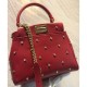 Replicas Fendi Peekaboo XS Mini-bolsa de cuero 8BN309 Rojo Baratos Imitacion