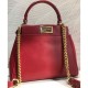 Replicas Fendi Peekaboo XS Mini-bolsa de cuero 8BN309 Rojo Baratos Imitacion