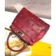 Replicas Fendi Peekaboo XS Mini-bolsa de cuero 8BN309 Rojo Baratos Imitacion