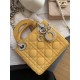 Replicas Christian Dior Acolchado Charol Micro Lady Dior Bolso Amarillo Baratos Imitacion